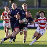 Alev Kelter of the U.S. in action in her team\'s 30-17 win over Japan on Saturday | REUTERS