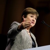 International Monetary Fund Managing Director Kristalina Georgieva speaks in Washington on Friday.  | REUTERS