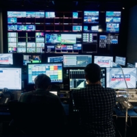 The Fox television control room in New York in 2021. | BLOOMBERG
