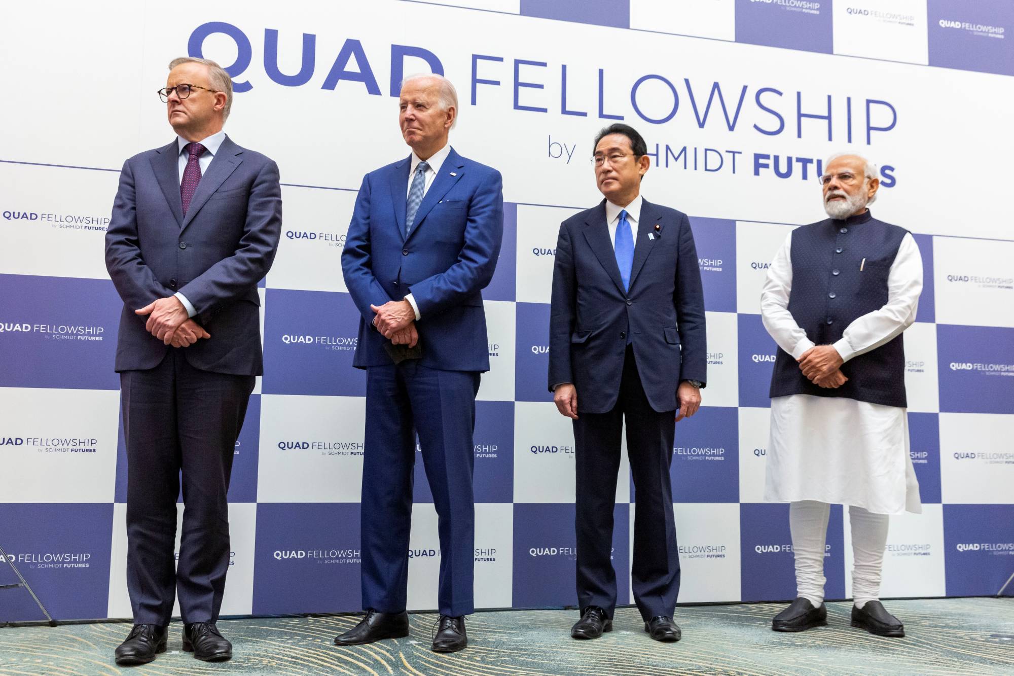Australian Prime Minister Anthony Albanese, U.S. President Joe Biden, Prime Minister Fumio Kishida and Indian leader Narendra Modi in Tokyo in May | Pool / via REUTERS
