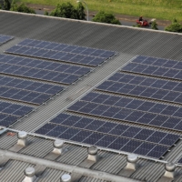The Bogasari Flour Mills factory, which is fitted with solar panels, in Bekasi, West Java province, Indonesia, on Sept. 15 | REUTERS