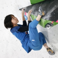 Ai Mori competes in the bouldering segment of the Boulder & Lead World Cup women\'s final in Morioka, Iwate Prefecture, on Saturday. | KYODO