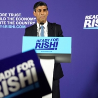 Sunak speaks to the media at an event to launch his party leadership campaign in July. | REUTERS