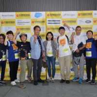 Hisato Tagawa (fifth from left) and the team from Ocean and Sky Children\'s Hospice. | MASAKI HASHIMOTO
