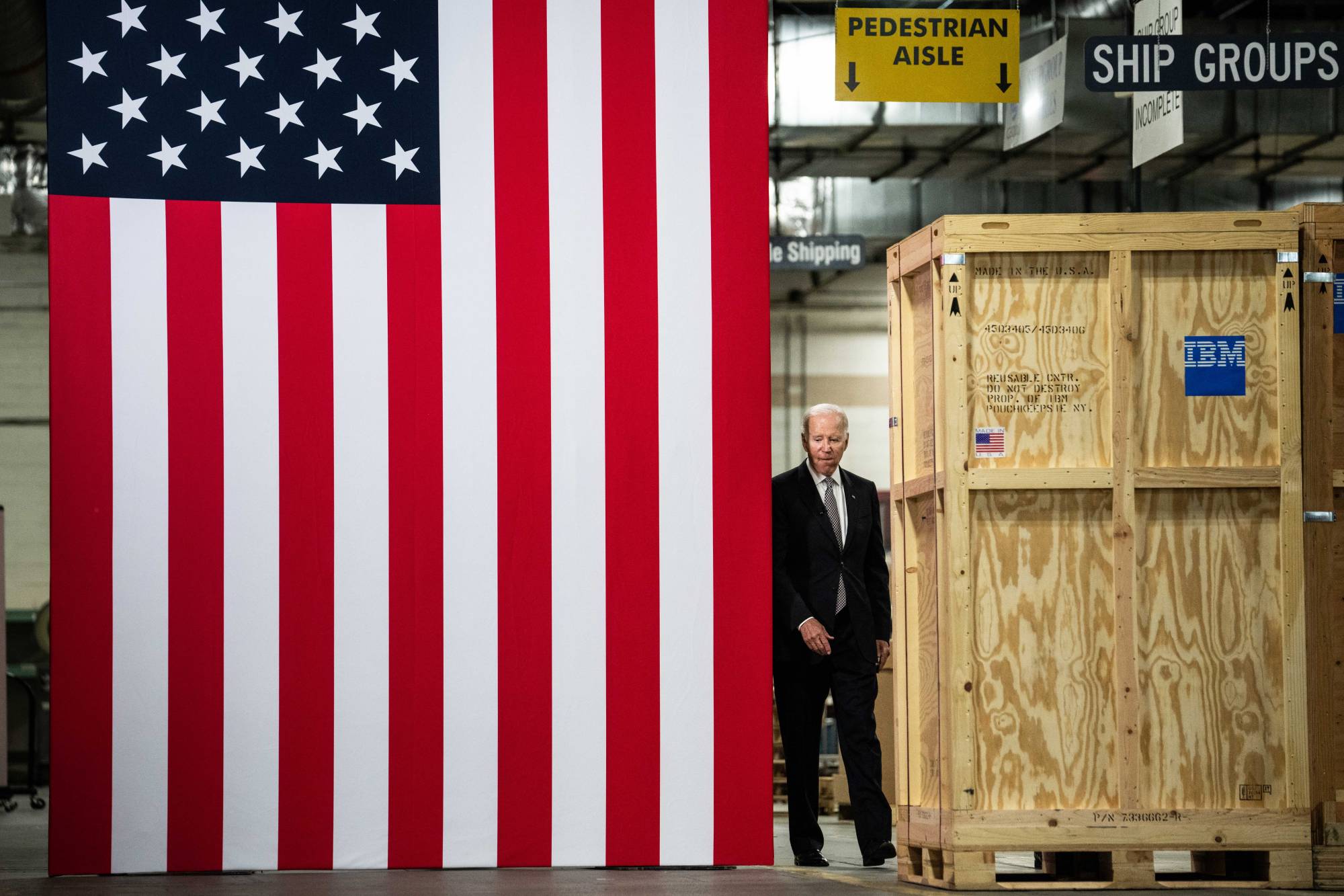 U.S. President Joe Biden visits IBM's campus in Poughkeepsie, New York, on Oct. 6.   | ERIN SCHAFF / THE NEW YORK TIMES