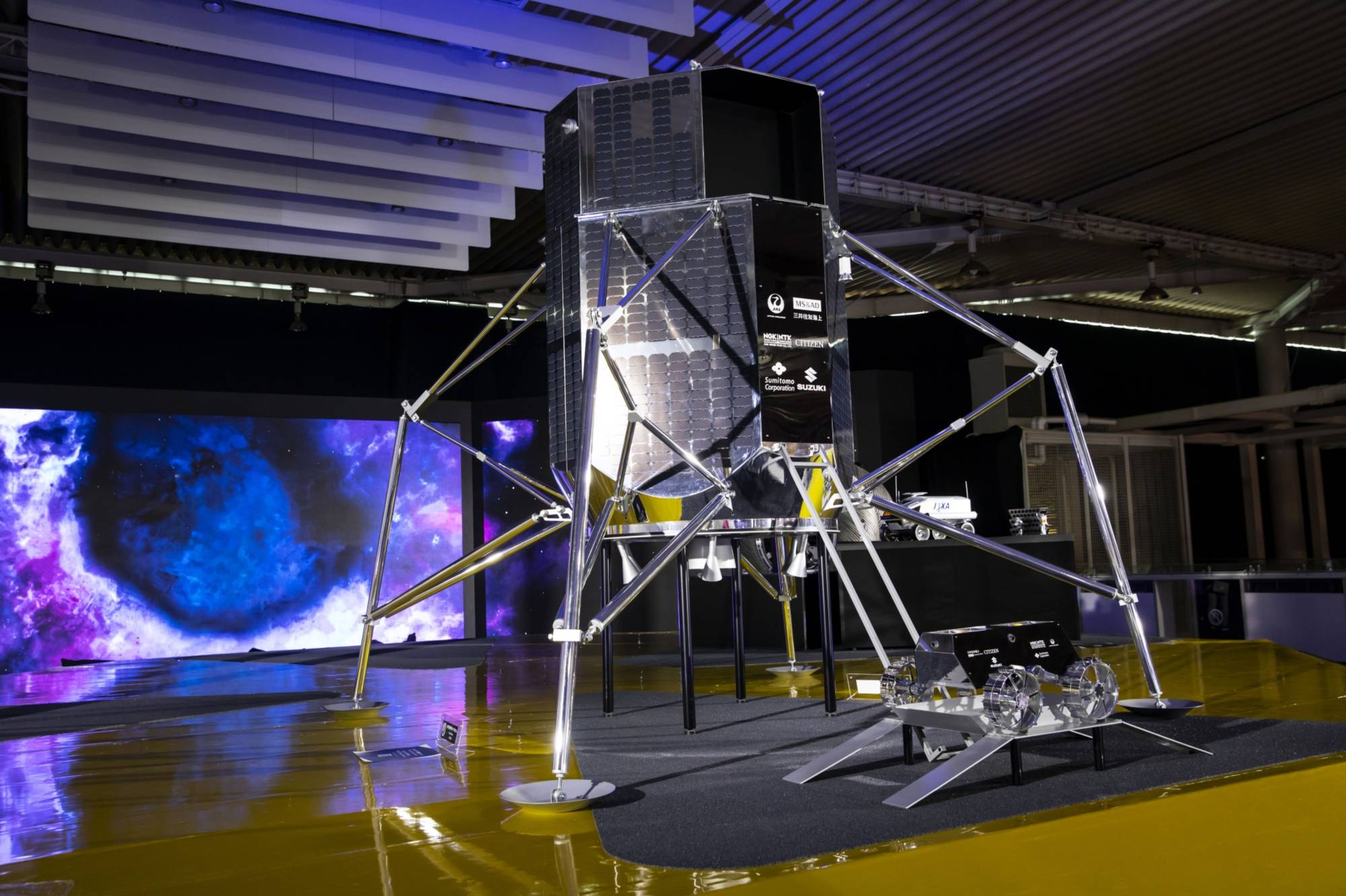 A full-scale model of Ispace's lunar lander and lunar rover HAKUTO-R | BLOOMBERG