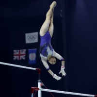 Japan\'s Kokoro Fukasawa performs on the uneven bars during the women\'s team final at the Artistic Gymnastics World Championships in Liverpool on Tuesday. | REUTERS