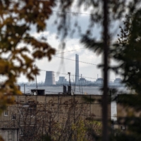 The Zaporizhzhia nuclear power plant in Nikopol, Ukraine, on Oct. 21 | FINBARR O\'REILLY / THE NEW YORK TIMES