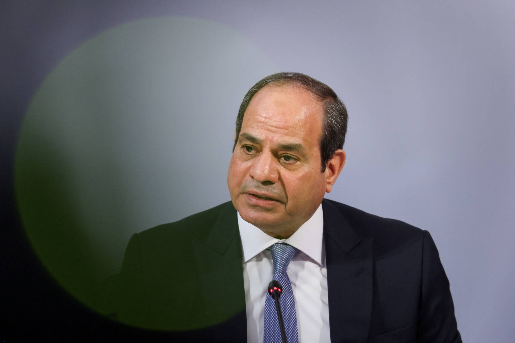 President of Egypt Abdel-Fattah el-Sissi speaks at the Petersberg Climate Dialogue in Berlin on July 18. | REUTERS Petersberg Climate Dialogue, in Berlin