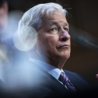 Jamie Dimon, chairman and chief executive officer of JPMorgan Chase & Co., during a Senate Banking, Housing and Urban Affairs Committee hearing in Washington on September. Dimon was asked whether his bank would sever ties with Russian companies including energy giant Gazprom PJSC. | BLOOMBERG