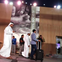 Participants visit the Sharm el-Sheikh International Convention Center in Egypt\'s Red Sea resort city of Sharm el-Sheikh, on Saturday. Leaders buffeted by the geopolitical crosswinds or war and economic turmoil will meet in Egypt at the climate summit, tasked with taming the terrifying juggernaut of global warming.  | AFP-JIJI