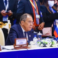Russian Foreign Minister Sergei Lavrov attends the ASEAN summit in Phnom Penh on Sunday. 
 | RUSSIAN FOREIGN MINISTRY / VIA REUTERS