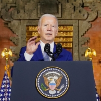 Biden holds a news conference following his meeting with Xi in Bali, Indonesia, on Monday. | REUTERS