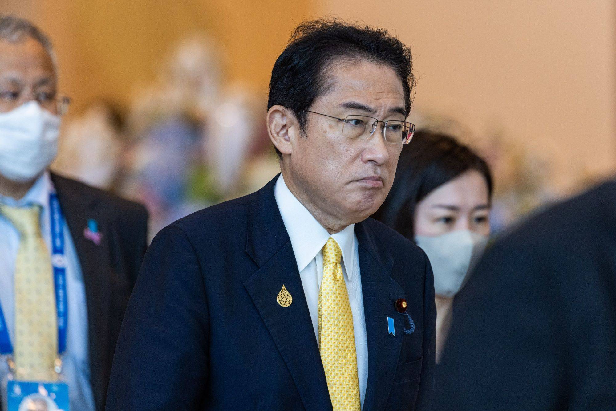 Prime Minister Fumio Kishida attends the Asia-Pacific Economic Cooperation summit in Bangkok on Saturday. | BLOOMBERG