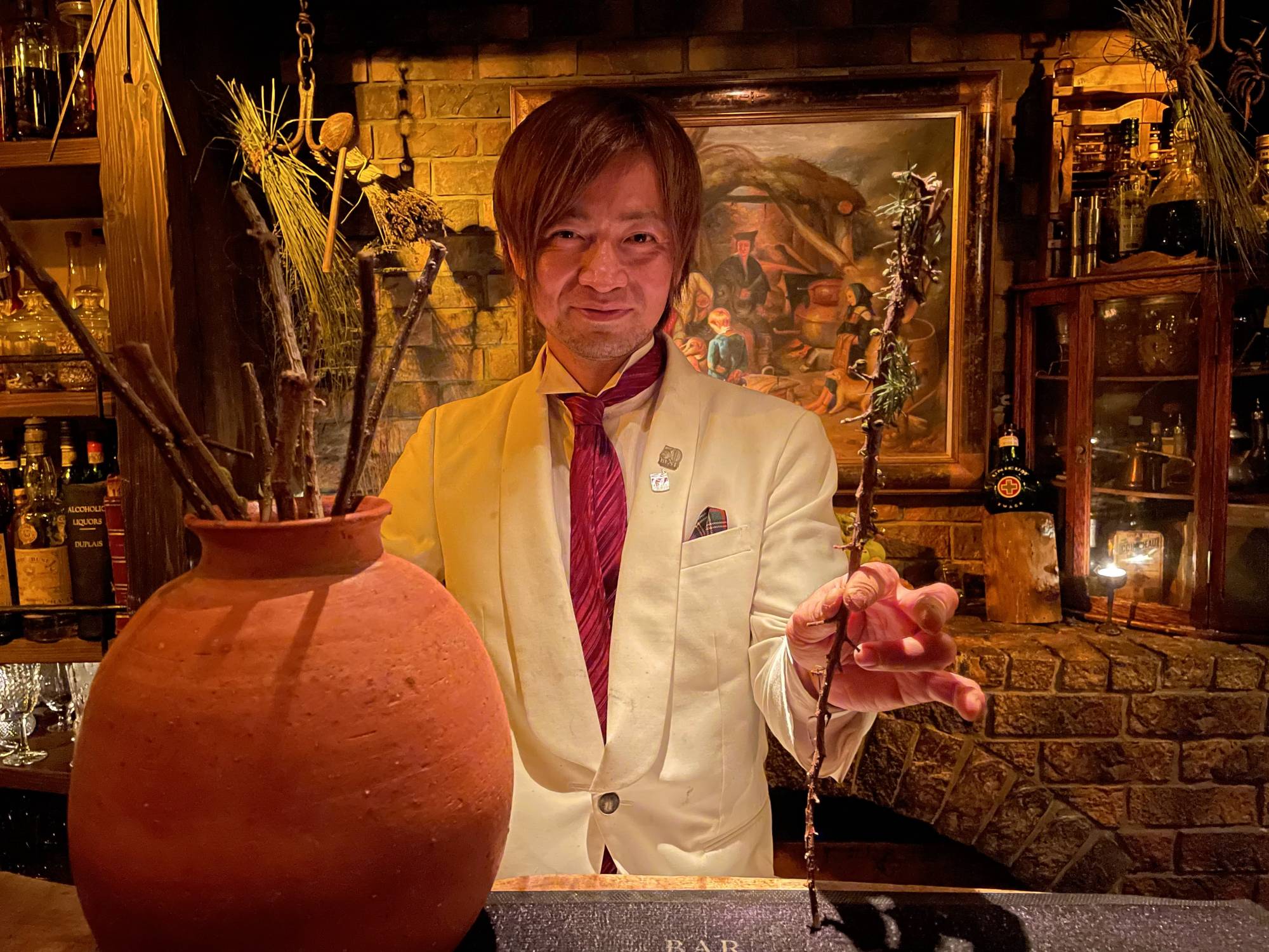 Bartender Hiroyasu Kayama is known for infusing home-grown herbs into his cocktails at the bar Ben Fiddich in Shinjuku, Tokyo.  | ALEX K.T. MARTIN