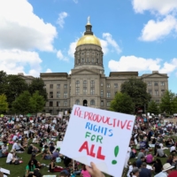 Abortion rights protesters rally in Atlanta following the leak of a Supreme Court decision on abortion rights in May.
 | REUTERS 