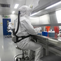 Researchers incubate cells in a laboratory at the Korea Disease Control and Prevention Agency.  | BLOOMBERG