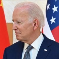 U.S. President Joe Biden and Chinese leader Xi Jinping meet on the sidelines of the Group of 20 summit in Nusa Dua, on the Indonesian resort island of Bali, on Nov. 14. | AFP-JIJI