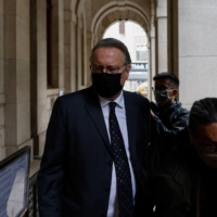 Barrister Timothy Owen arrives at the Court of Final Appeal during a hearing against the admission of Owen in Apple Daily founder Jimmy Lai\'s national security trial in Hong Kong on Friday. | REUTERS