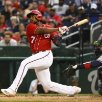 Former Nationals infielder Maikel Franco has signed with the Eagles for the 2023 NPB season. | USA TODAY / VIA REUTERS