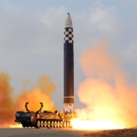 North Korea\'s new Hwasong Gun 17 intercontinental ballistic missile is launched at Pyongyang International Airport on Nov. 18 | KCNA / KNS / VIA AFP-JIJI