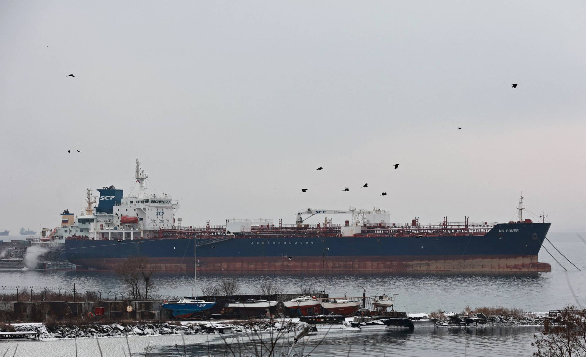 The NS POWER oil and chemical tanker is moored at the NNK-Primornefteproduct petroleum depot in the far eastern port of Vladivostok, Russia, on Saturday. | REUTERS