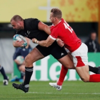 New Zealand\'s Joe Moody scores the teams first try against Wales during the Rugby World Cup Bronze Final in Tokyo in November 2019.  | REUTERS