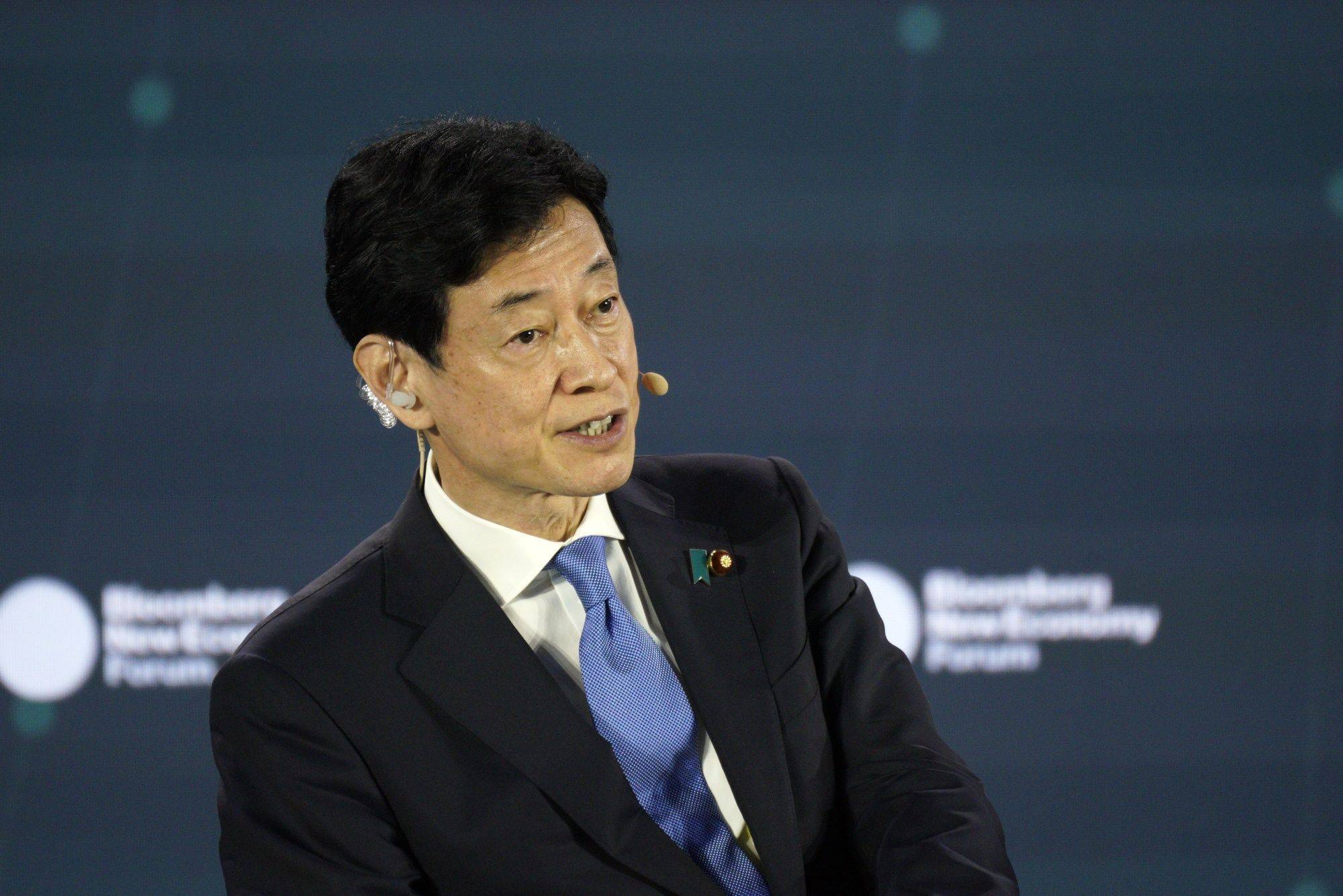 Economy minister Yasutoshi Nishimura has been asked by the U.S. to have Japan join in with tightening controls over the export of advanced chipmaking machinery to China. | Bloomberg