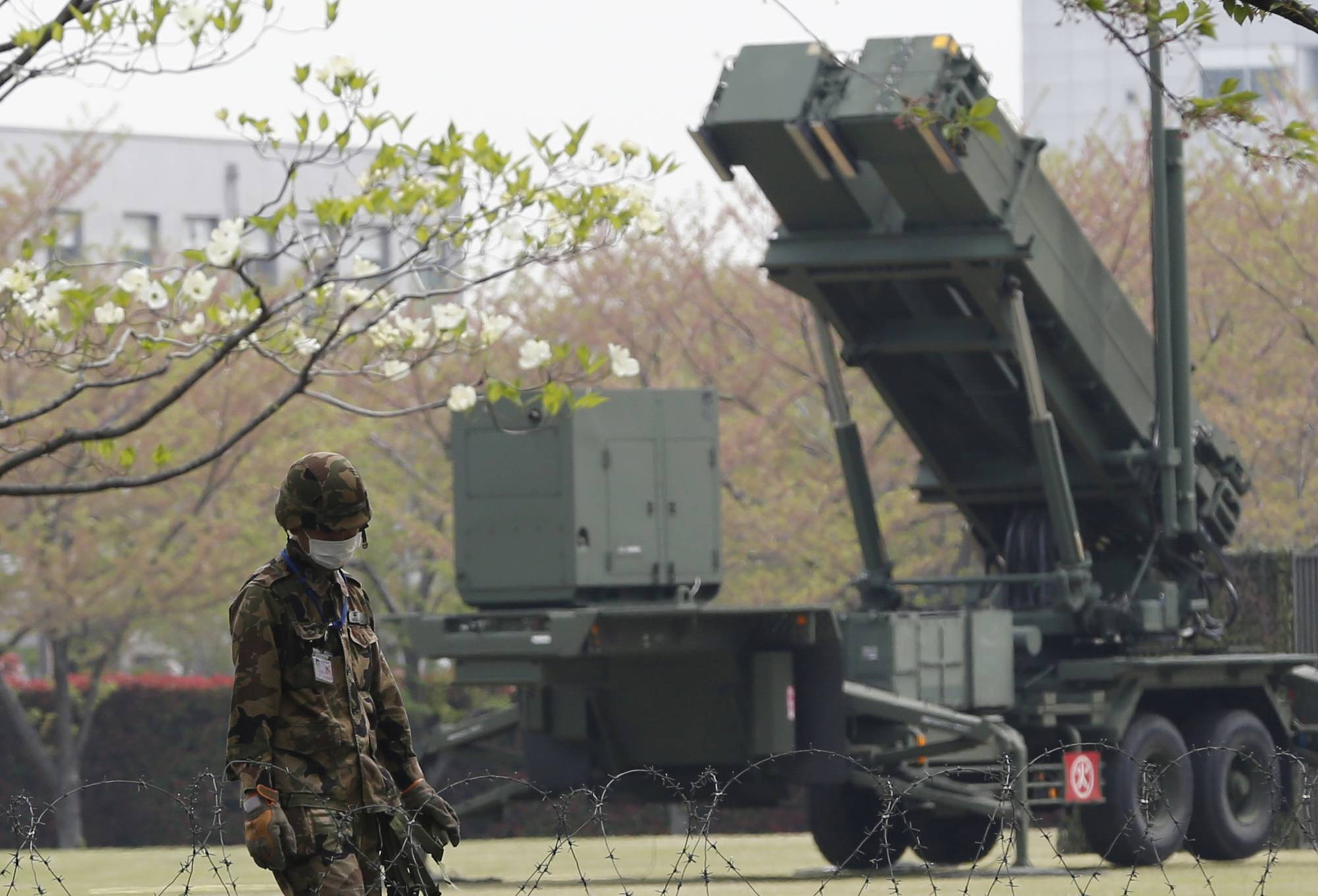 A Patriot Advanced Capability-3 missile launcher is stationed at the Defense Ministry in Tokyo in April 2013.  | REUTERS