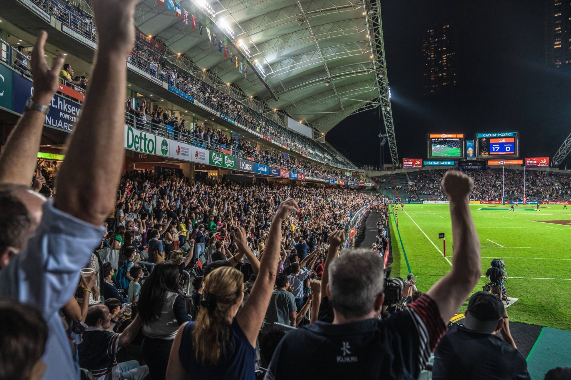 Spectators at the Rugby Sevens tournament at Hong Kong Stadium on Nov. 4. | BLOOMBERG 
