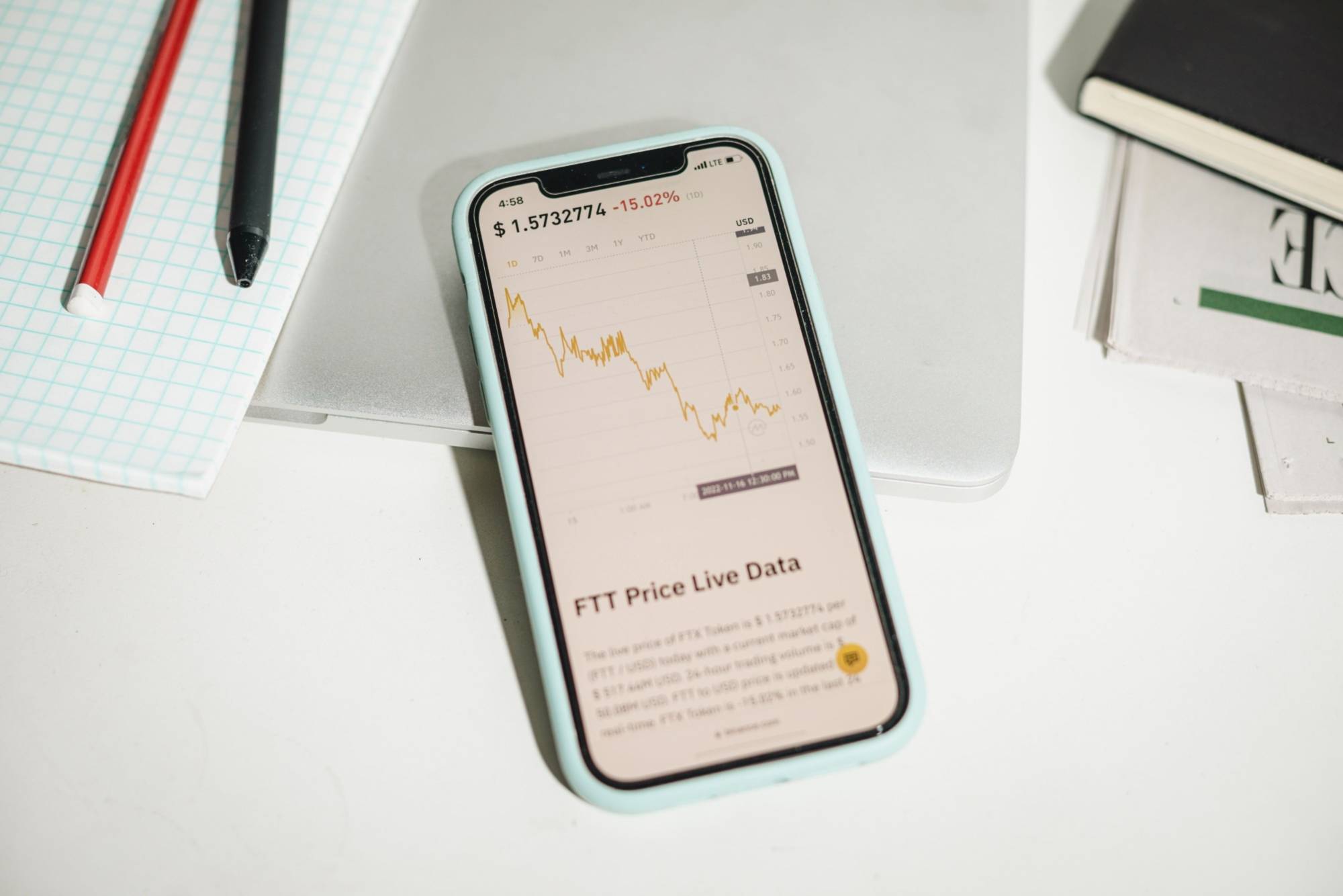 FTT data on a smartphone | BLOOMBERG