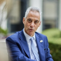 Rahm Emanuel, U.S. ambassador to Japan, speaks during an interview in Tokyo. | BLOOMBERG