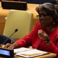 United States Ambassador to the United Nations Linda Thomas-Greenfield speaks at the U.N. headquarters in New York City on Dec. 14. | AFP-JIJI