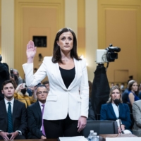 Cassidy Hutchinson, who worked for former U.S. President Trump’s chief of staff, is sworn in to testify before the U.S. House committee investigating the Jan. 6 attack on the Capitol on Capitol Hill in Washington on June 28.  | DOUG MILLS / THE NEW YORK TIMES