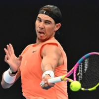 Rafael Nadal practices ahead of the United Cup in Sydney on Wednesday. | AFP-JIJI