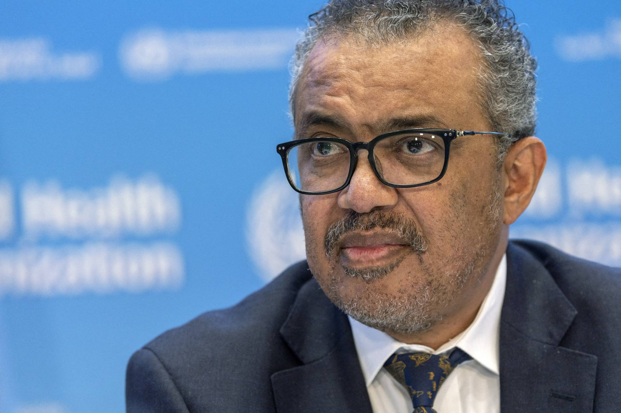 Director-General of the World Health Organisation Dr. Tedros Adhanom Ghebreyesus attends an briefing on global health issues, including the COVID-19 pandemic and the war in Ukraine, in Geneva on Dec. 14. | REUTERS