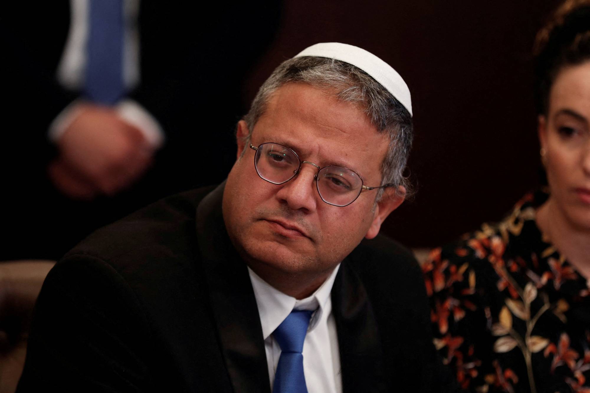 Itamar Ben-Gvir, Israel's far-right minister of national security in Prime Minister Benjamin Netanyahu's new government, attends the weekly Cabinet meeting in Jerusalem, on Jan. 3, 2023. | REUTERS