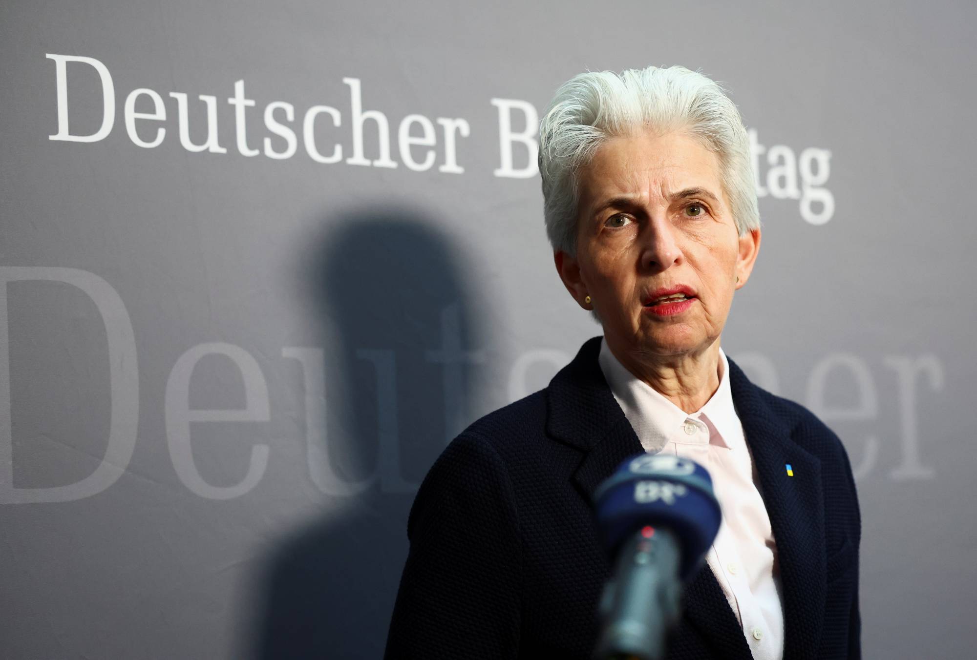 Marie-Agnes Strack-Zimmermann speaks to the media in Berlin on May 13. | REUTERS