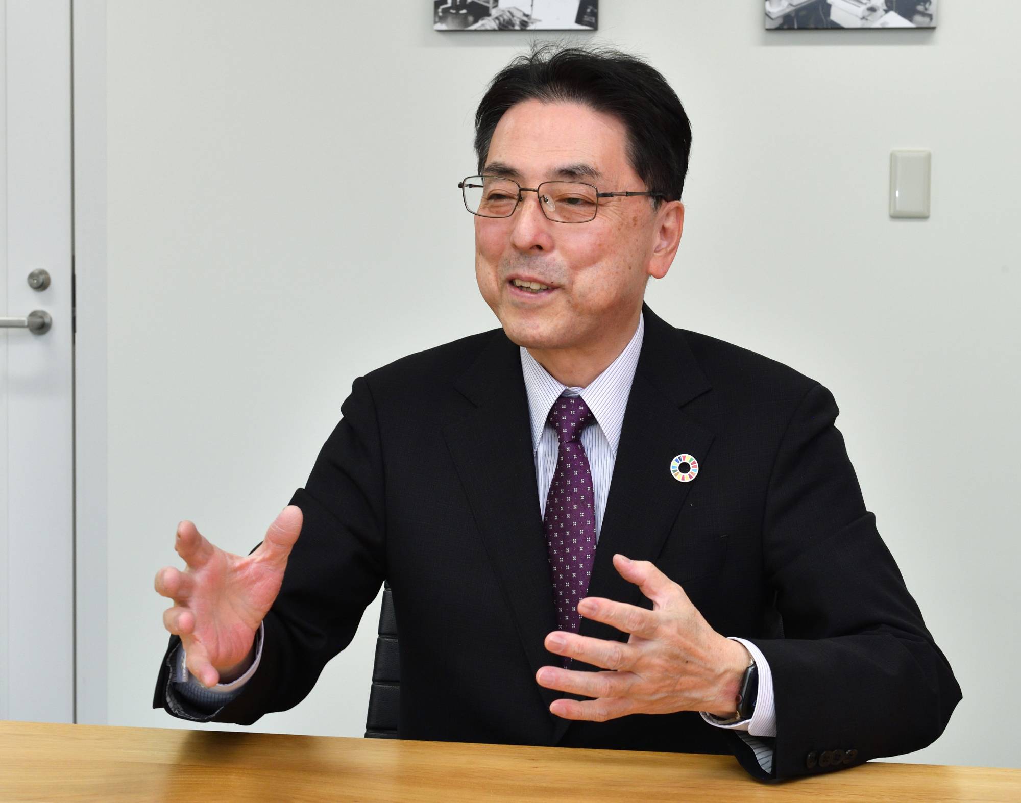 Nobuaki Mizuki, president of Alhytec, speaks with The Japan Times. | YOSHIAKI MIURA