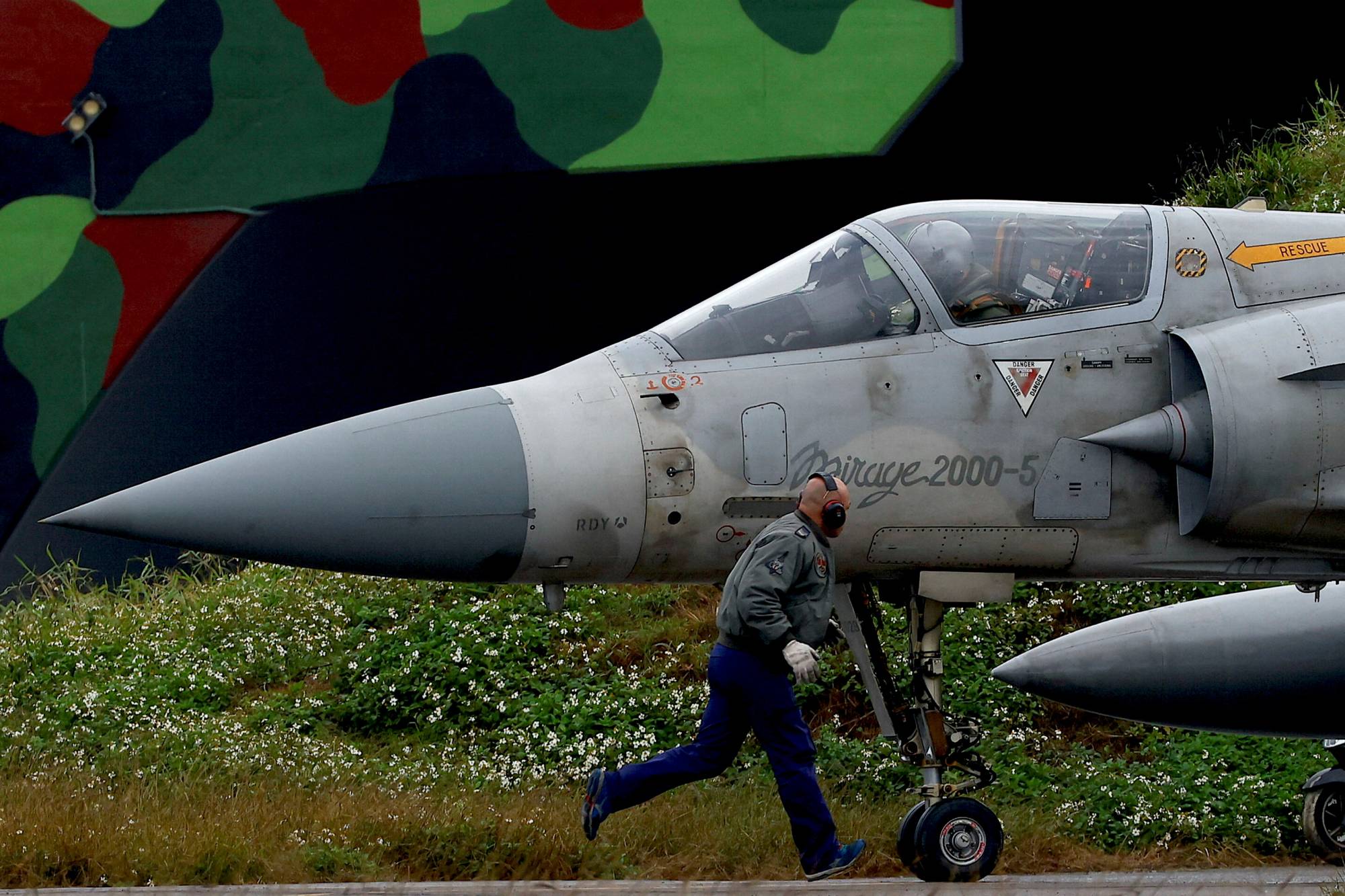 A Taiwan Air Force Mirage 2000-5 aircraft at Hsinchu Air Base in Hsinchu, Taiwan, on Jan. 11 | REUTERS