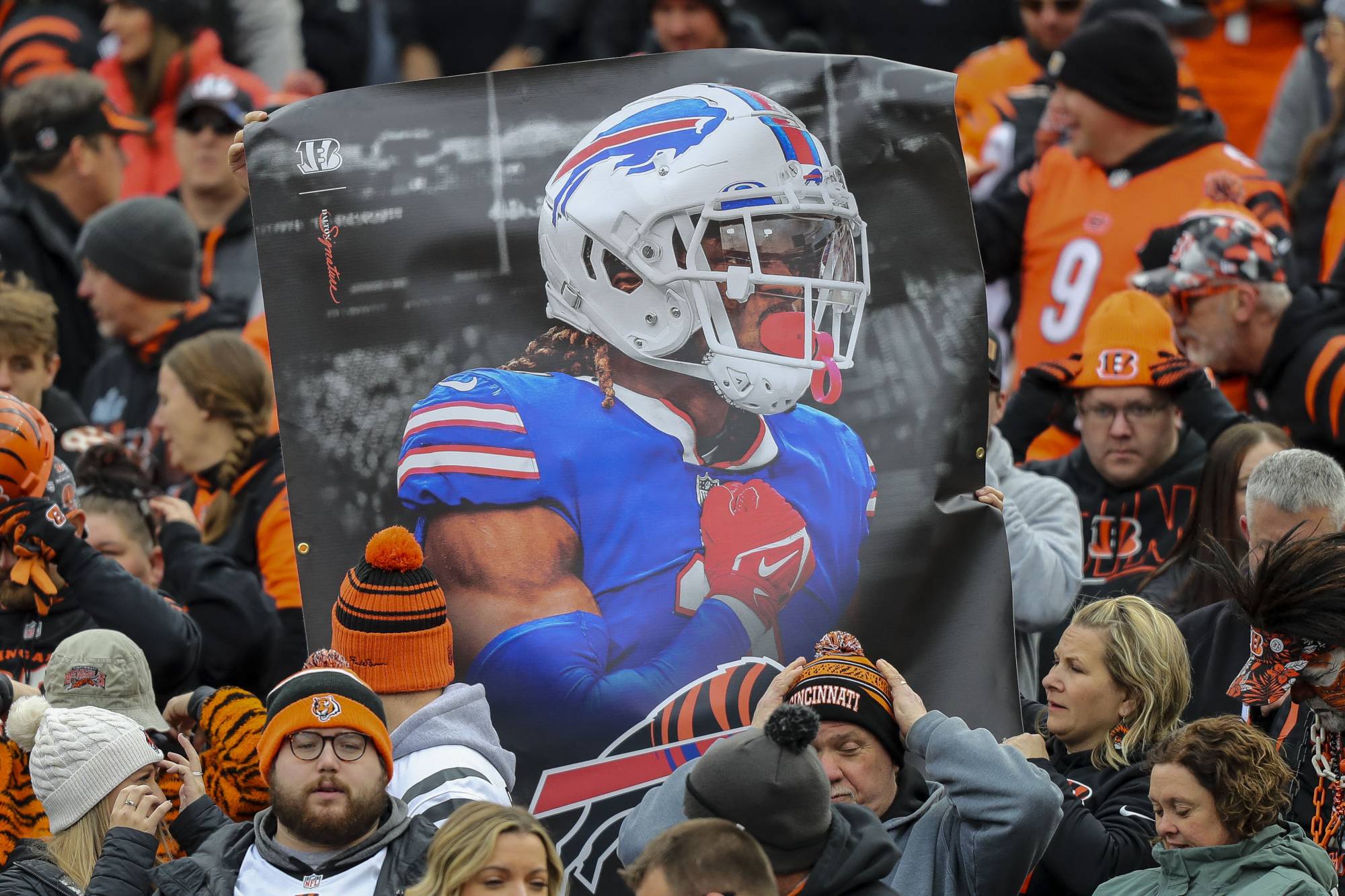 Damar Hamlin attends Buffalo Bills' playoff game against Cincinnati Bengals