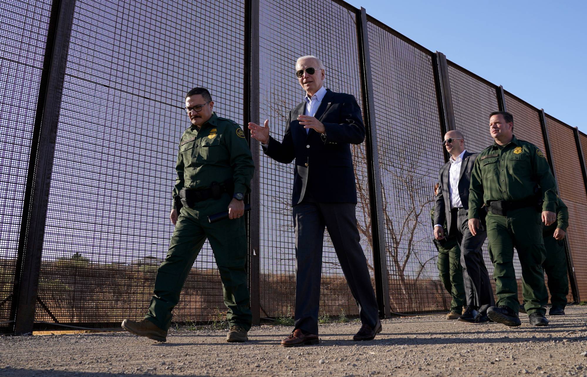 U.S. President Joe Biden tours the U.S.-Mexico border fence during his visit to El Paso, Texas, on Jan. 8.    | REUTERS