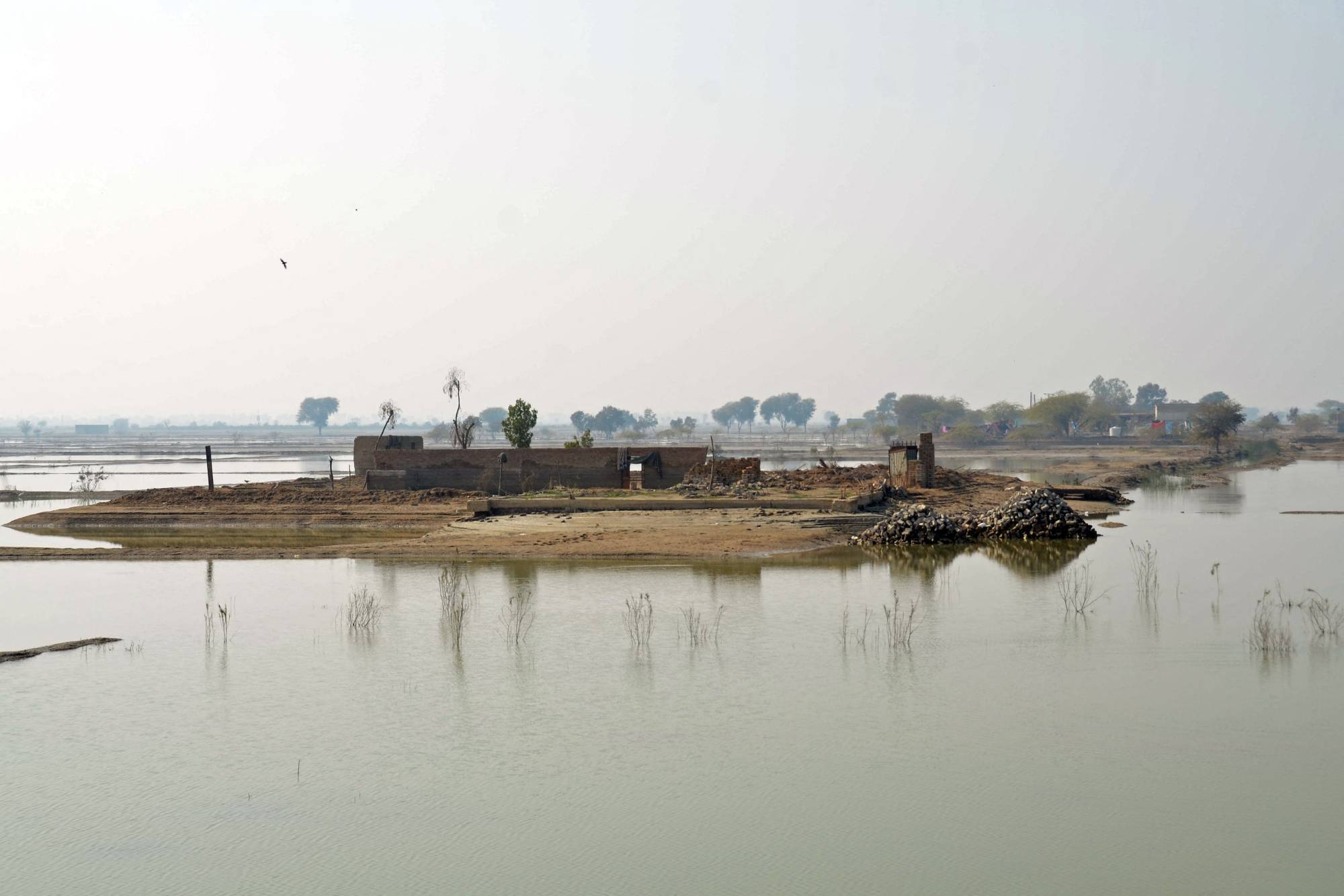 Damaged houses in the flood-hit area of Dera Allah Yar on Jan. 9 | AFP-jiji