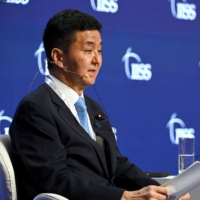 Then-Defense Minister Nobuo Kishi speaks at the Shangri-La Dialogue in Singapore on June 11, 2022.  | REUTERS