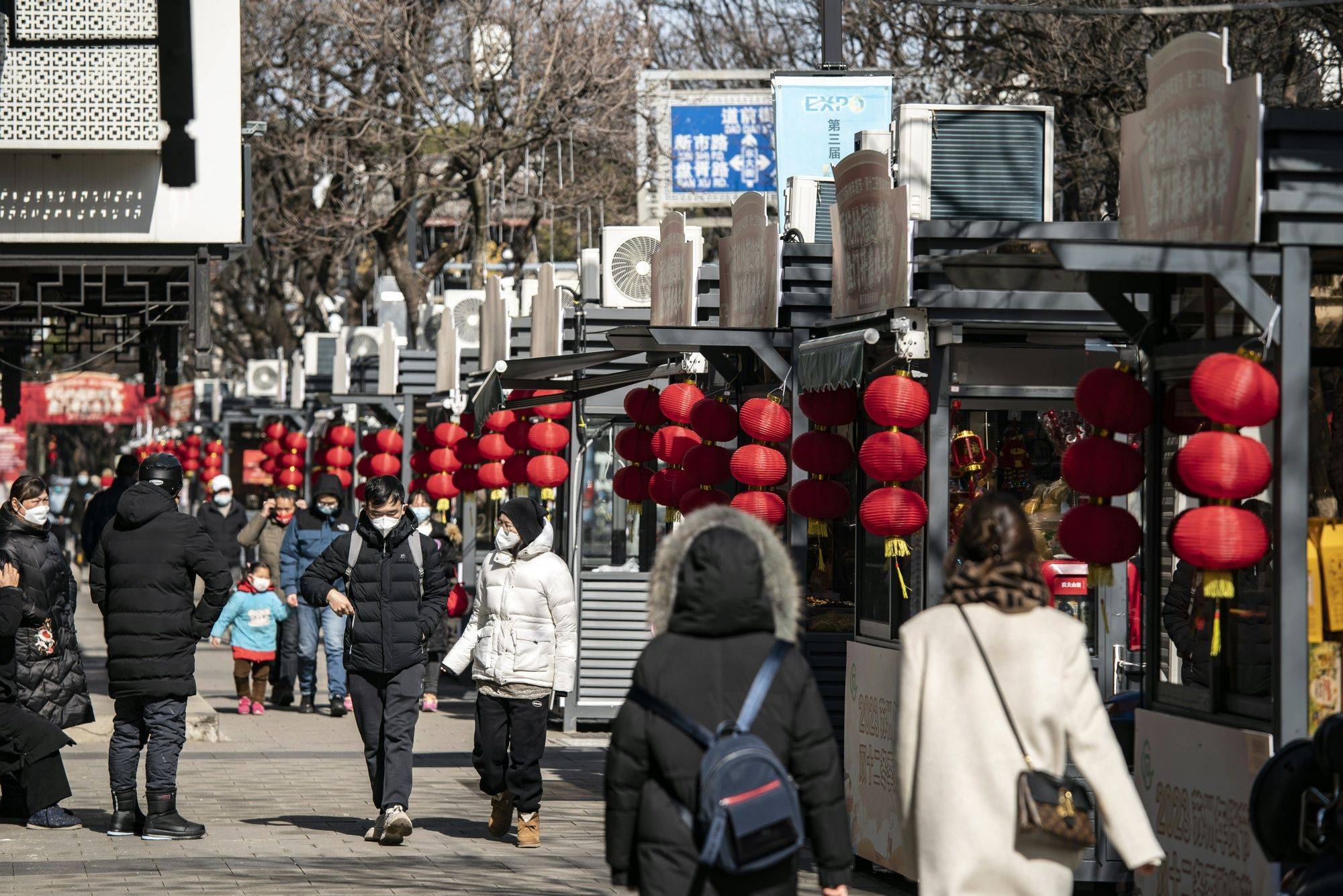 COVID-19 testing booths transformed into food stalls in Suzhou, Jiangsu province, China, on Jan. 25. | BLOOMBERG