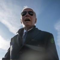 U.S. President Joe Biden speaks to the media after arriving at Hagerstown Regional Airport in Hagerstown, Maryland, on Saturday. | AFP-JIJI