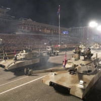 Armored vehicles during a military parade in Pyongyang on Wednesday | KCNA / VIA REUTERS  