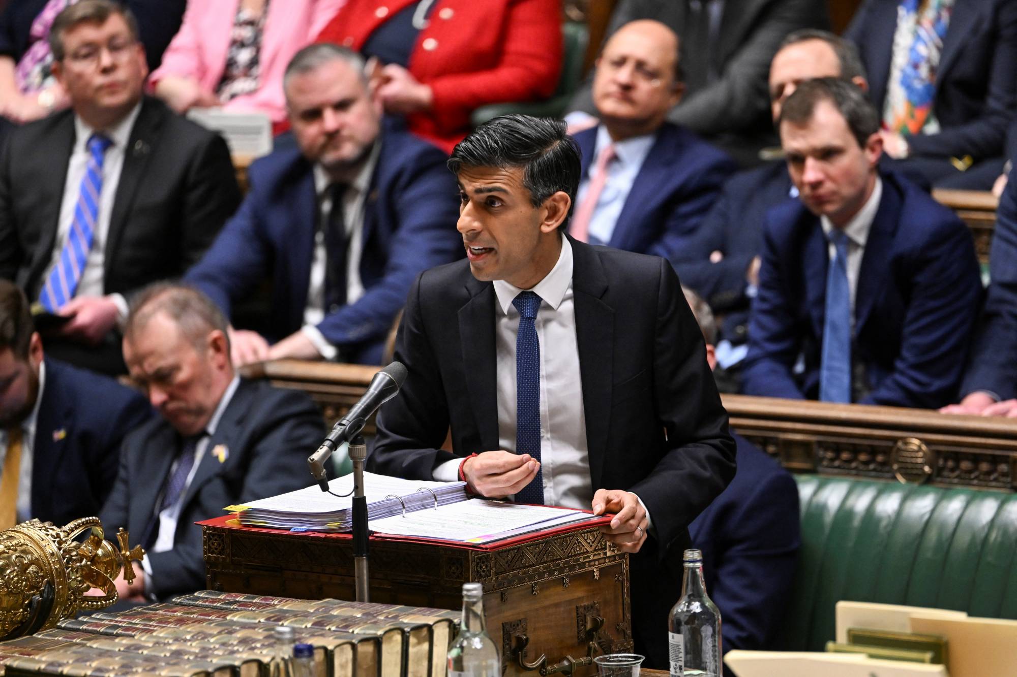 British Prime Minister Rishi Sunak speaks before the House of Commons in London on Feb. 8. | U.K. PARLIAMENT / VIA REUTERS