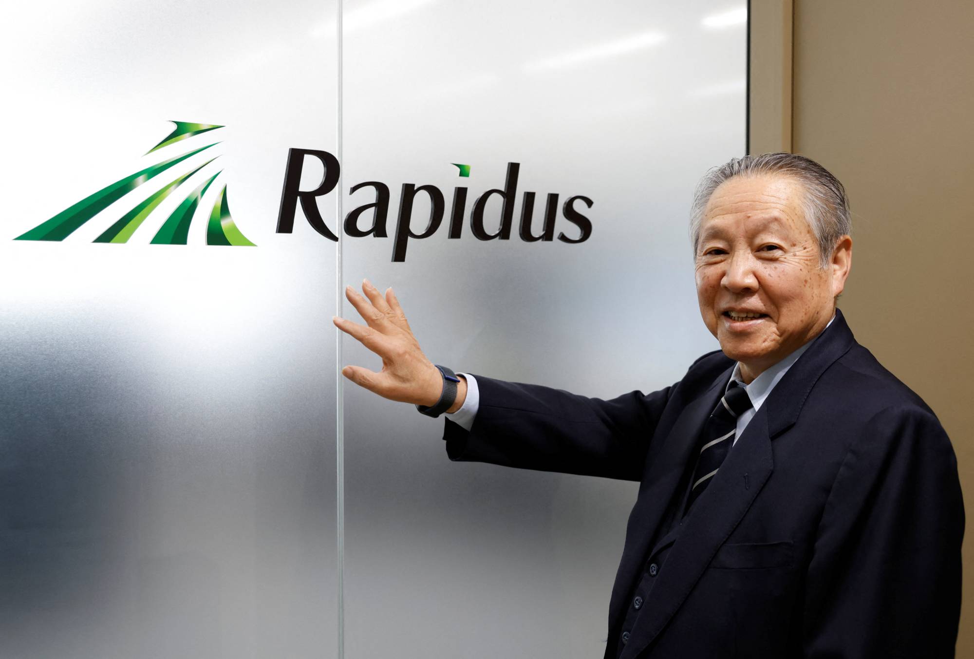 Tetsuro Higashi, the chairman of Rapidus, at the company's headquarters in Tokyo on Feb. 2 | REUTERS