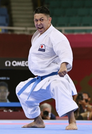Ryo Kiyuna won gold in karate kata during the 2020 Tokyo Olympics.  | KYODO